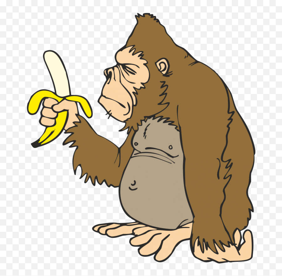 Svg Transparent Clipart Ape - Gorilla With Banana Png Gorilla With Banana Clipart Emoji,Gorilla Emoji