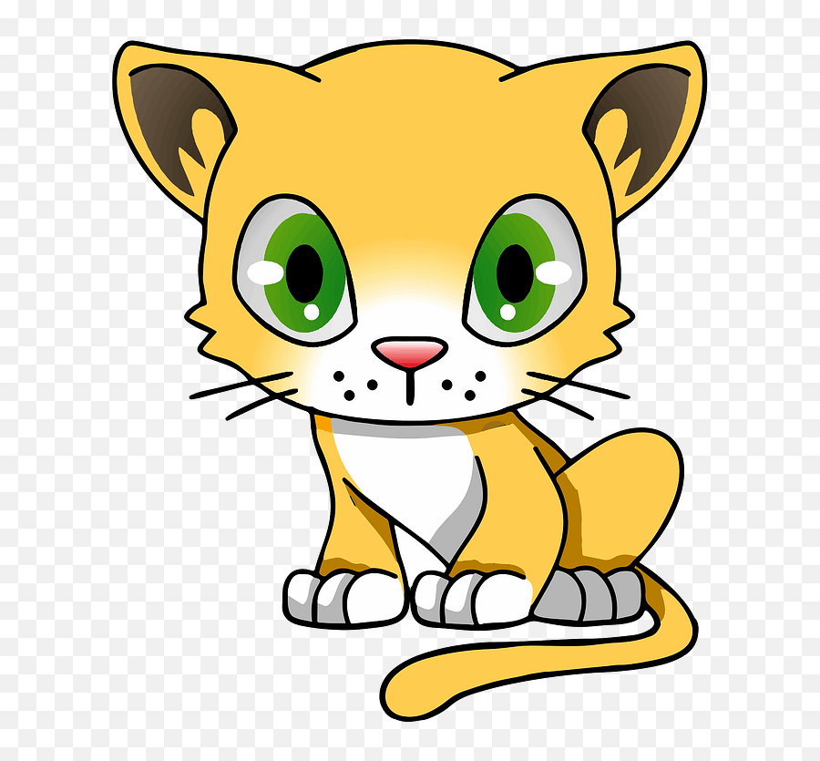 Yellow Cat With Large Green Eyes Clipart Free Download - Infantil Dibujo De Leopardo Emoji,Large Eye Emoji