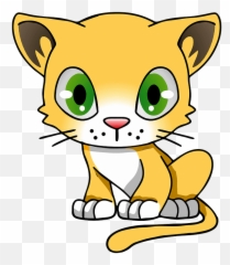 Yellow Cat With Large Green Eyes Clipart Free Download - Infantil Dibujo De Leopardo Emoji,Large Eye Emoji