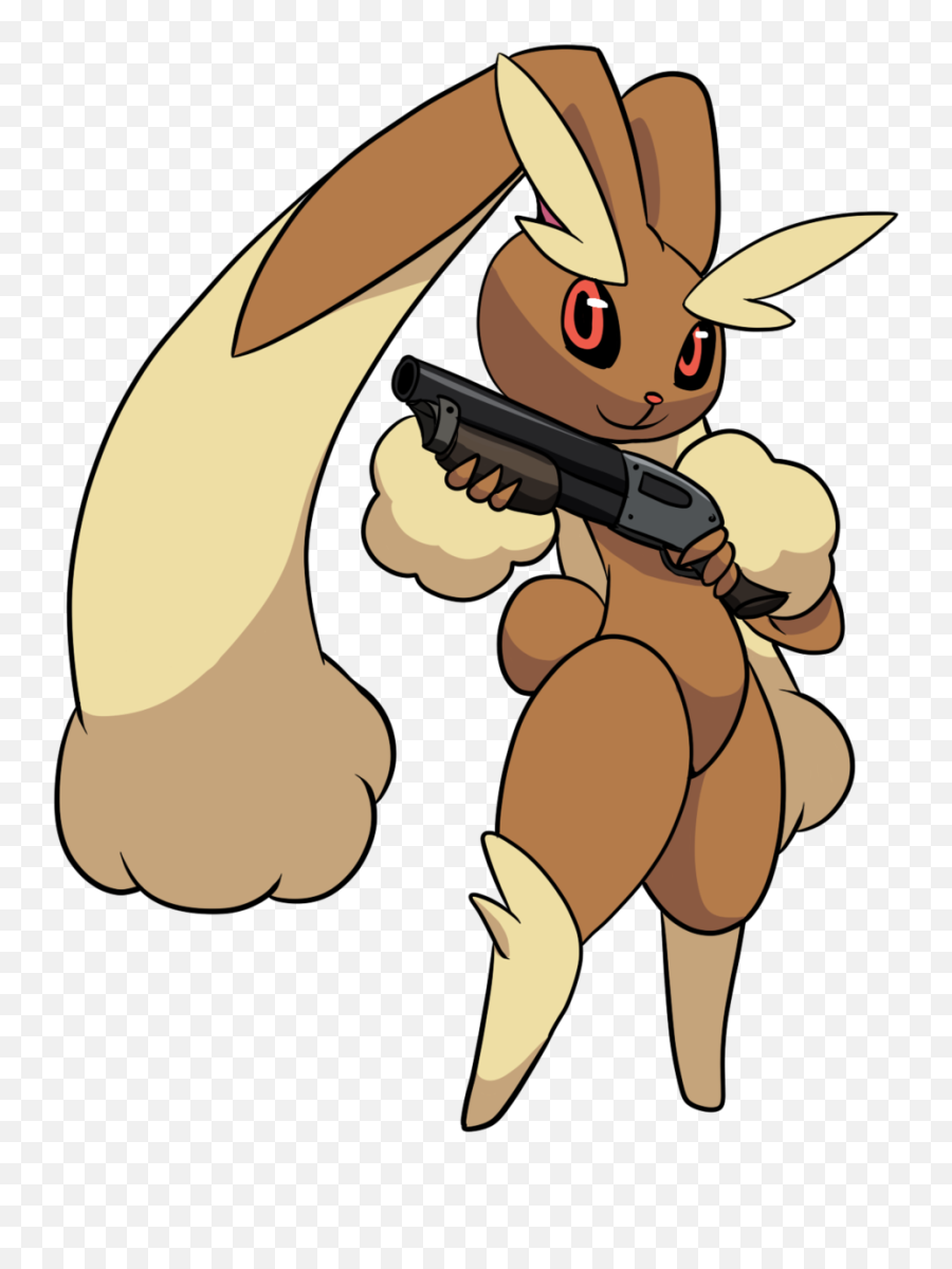 Pokemon Holding Guns - Lopunny Shotgun Emoji,Meme About Emotion Using Weapons