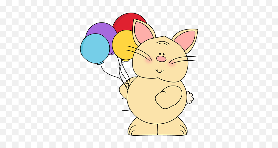 Cute Balloon Clipart Png - Cute Animal With Balloons Clipart Emoji,Bunny Holding Cake Emoticon