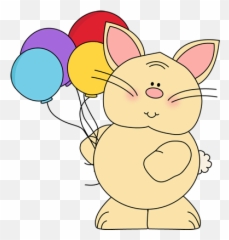Cute Balloon Clipart Png - Cute Animal With Balloons Clipart Emoji,Bunny Holding Cake Emoticon
