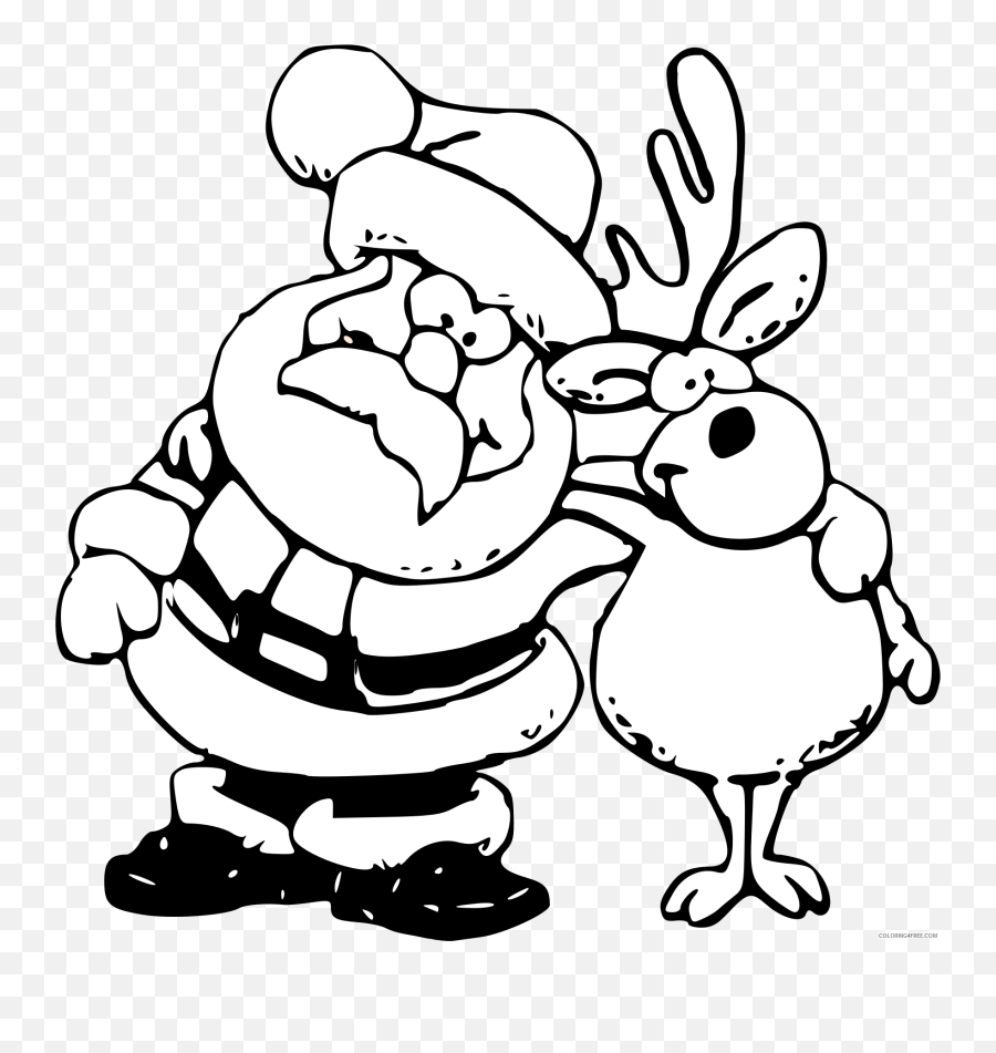 Free Santa Clipart Black And White Download Free Clip Art - Santa And Reindeer Black And White Clipart Emoji,Black Santa Emoji Png