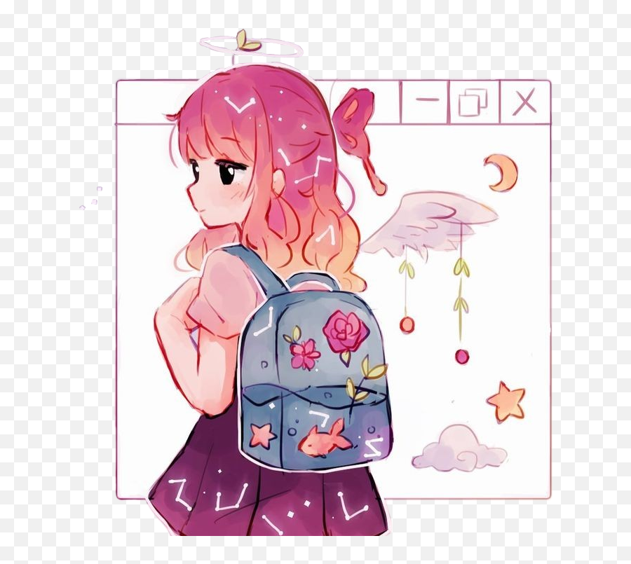 Girl Chica Kawaii Pink Sticker - Fictional Character Emoji,Mochilas De Emojis