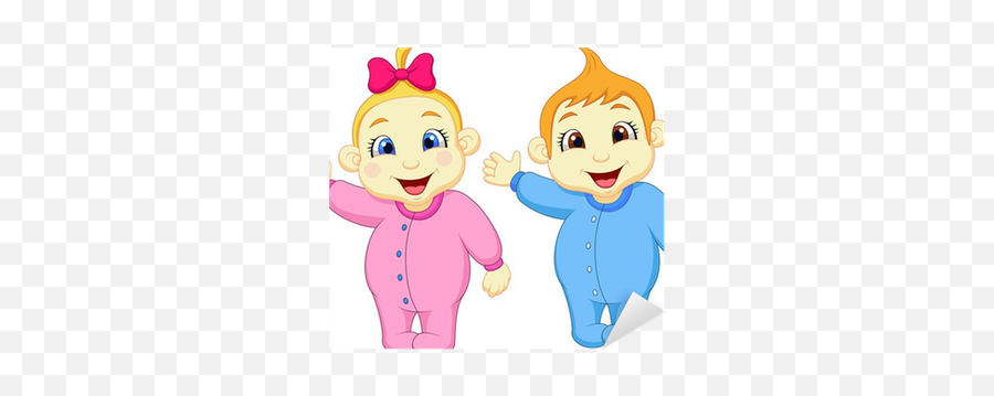 Baby Boy And Girl Waving Hand Sticker U2022 Pixers - We Live To Bebe Niño Y Niña Dibujo Emoji,Animated Emoticons Babies And Diapers