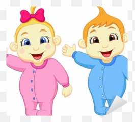 Baby Boy And Girl Waving Hand Sticker U2022 Pixers - We Live To Bebe Niño Y Niña Dibujo Emoji,Animated Emoticons Babies And Diapers