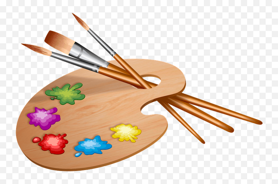 Palette And Paintbrushes Clipart - Palette Paint Brush Clipart With Transparent Background Emoji,Paint Pallet + Explosion Emoji