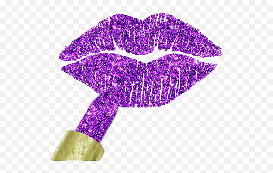 Purple Glitter Lipstick On Pouty Lips Fashion Art T - Shirt Emoji,Poouty Emoticon