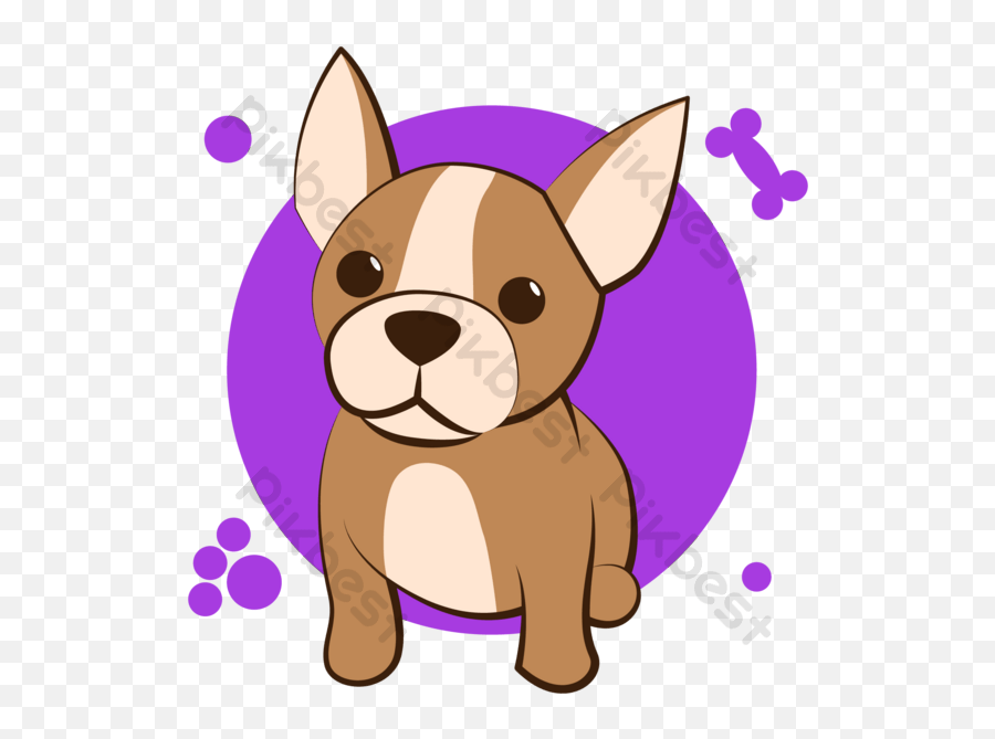 Color Cartoon On A White Background Of A Cute French Bulldog Emoji,French Emoji
