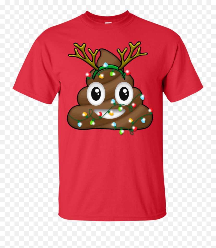 Shop Reindeer Poop Emoji Cute Merry Christmas Red T - Shirt,Christmas Emoji\