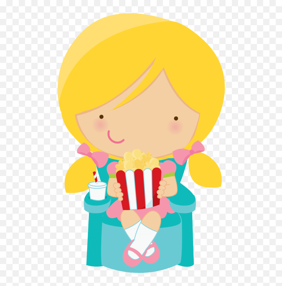Cute Clipart Girl Eating Popcorn Minus - Girl Popcorn Clipart Emoji,Popcorn Eating Emoji