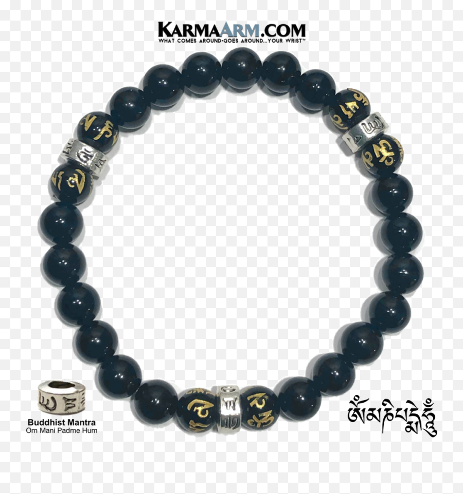 Om Mani Padme Hum Mantra Prayer Wheel Rondelles Black Onyx - Galaxy Lokai Bracelet Emoji,Mantra Syllable Emotions