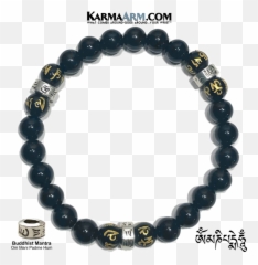 Om Mani Padme Hum Mantra Prayer Wheel Rondelles Black Onyx - Galaxy Lokai Bracelet Emoji,Mantra Syllable Emotions