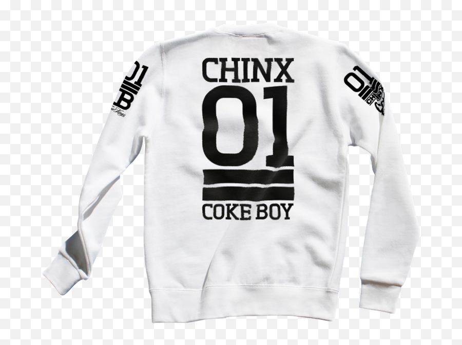 Chinx 01 Yay Crew Neck Sweat Shirt - Small White Full Sleeve Emoji,Printable Black And White Sweating Emotion Face