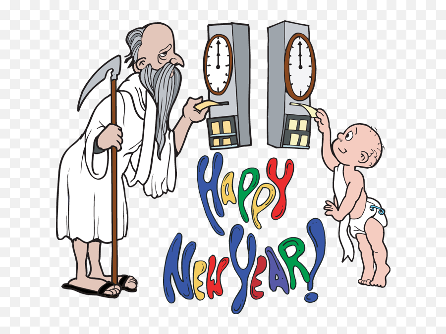 Happy New - Father Time And Baby New Year Emoji,Emotions Of Chuck Norris