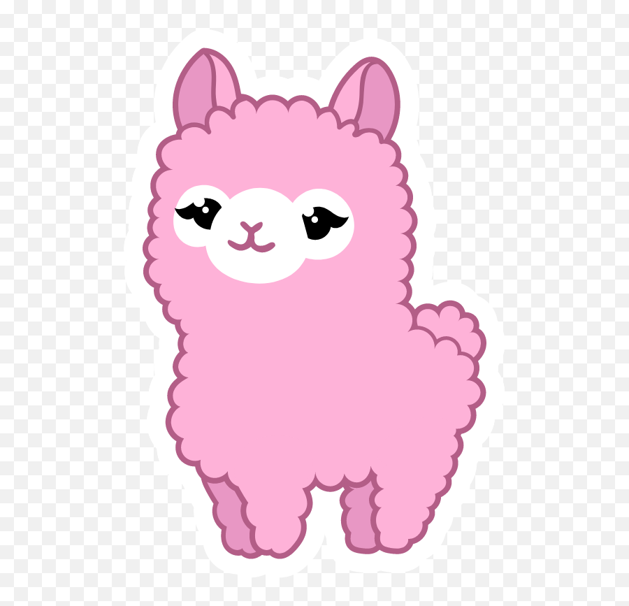 Cute Pink Llama - Cute Pink Animal Emoji,Llama Emoticon