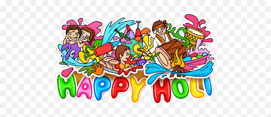 India Cartoon Graffiti Text Line For Holi - 800x533 Emoji,Whatsapp Holi Emoticon