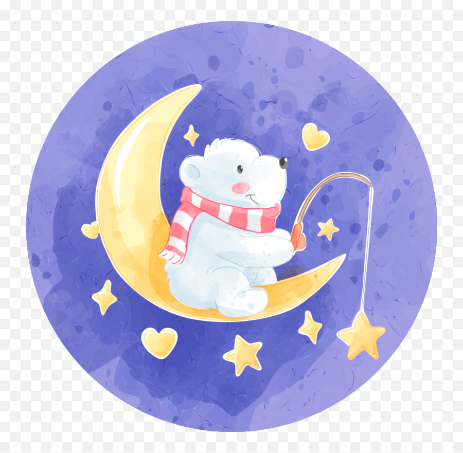 Bear Fishing Stars Nordic Style Kids - Happy Emoji,Fishing Moon Emoji