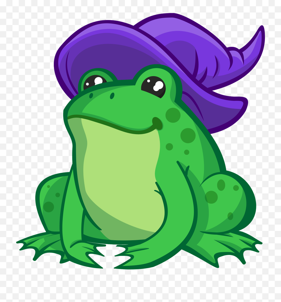 Toad In Whitch Hat Clipart - Clipart Frog Emoji,Frog Emoji Hat