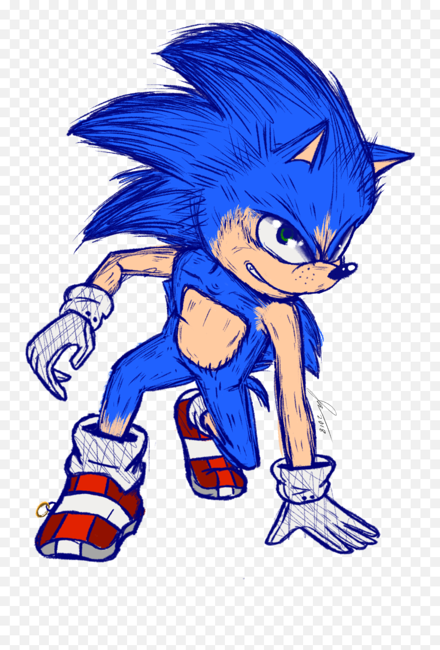 Artwork Tried Drawing The Actual Pose By Tracing The Poster - Sonic The Hedgehog Emoji,Eyes Realistic Drawing Emotion