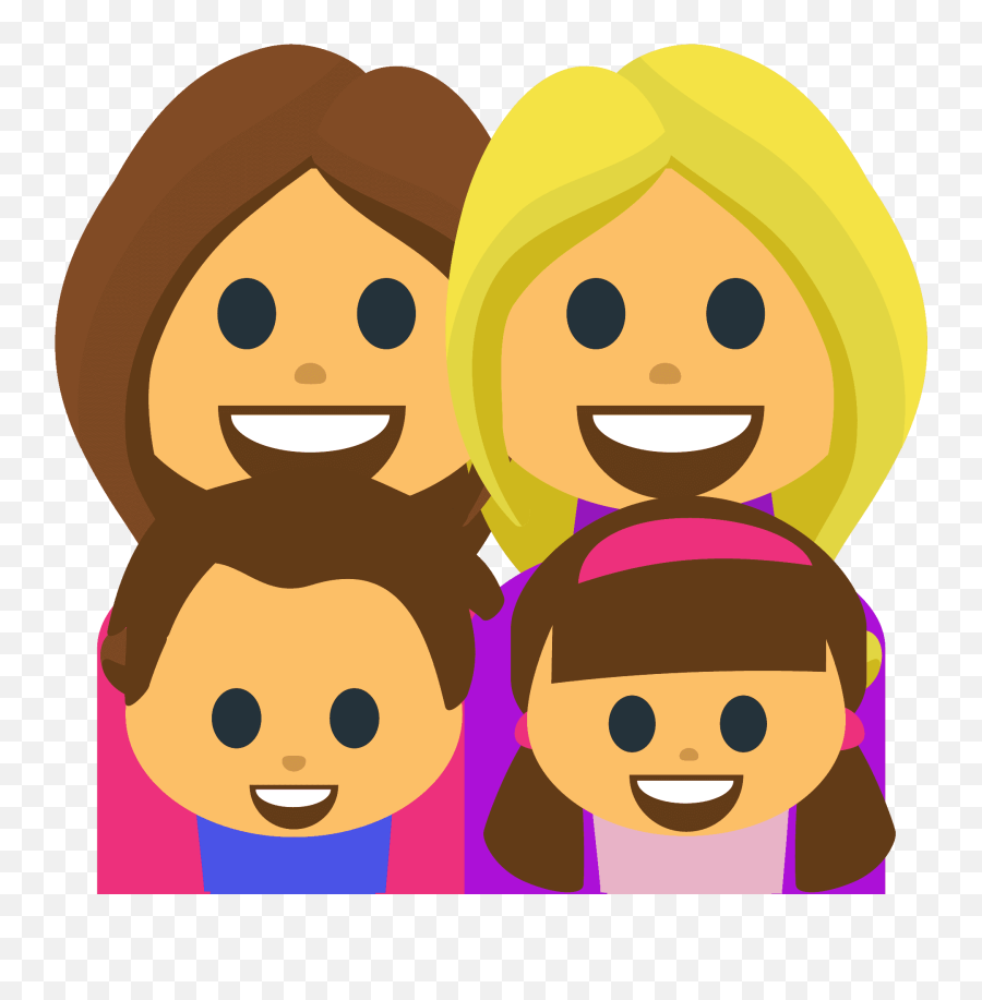 Family Woman Woman Girl Boy Emoji Clipart Free Download - Emoji,Emoji Girl Clothes