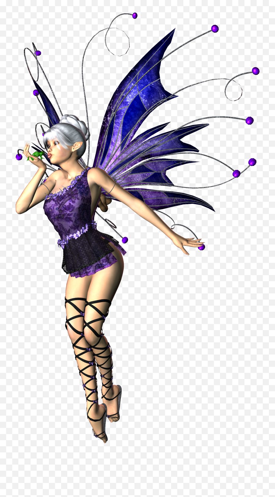 Girl With Purple Wings Fairy 3d Render Clipart At White Emoji,Fairy Cartoon Emotions