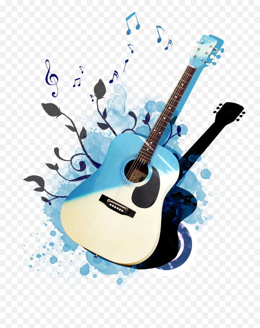 Download Guitar Poster Psd Png Download Free Clipart Png - Guitar And Microphone Banner Emoji,Monkey With Cymbals Emoticon