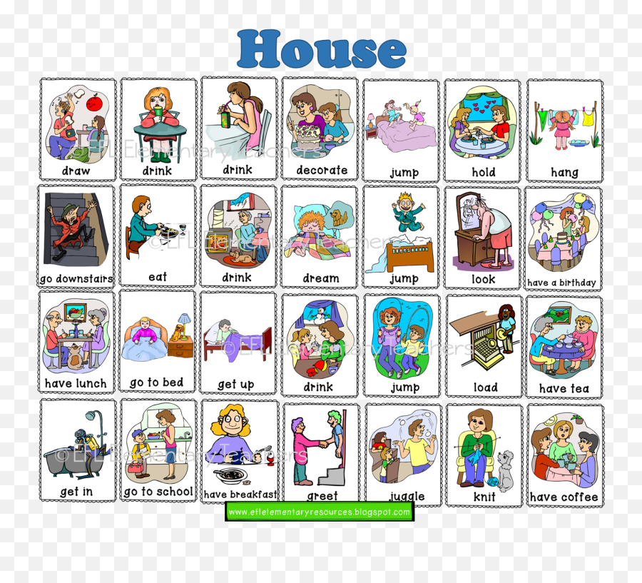 Esl House Verbs Flashcards - Language Emoji,Computer Flash Game Esl Emotions