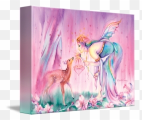 Deer Embrace Cherry Blossom Tree - Fairy Emoji,Sweet Emotion Artwork