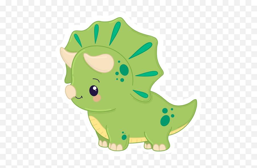 Cute Green Triceratops Dinosaur Sticker - Sticker Mania Emoji,Kawaii Sheep Emoticon