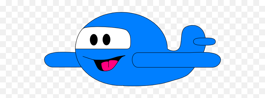 Happy Blue Airplane Clip Art At Clker - Cartoon Airplane Emoji,Plane Emoticon