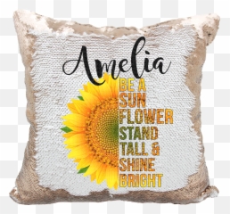 Handmade Personalized Be A Sunflower Quote Reversible Sequin Pillow Case - Decorative Emoji,Unicorn Emoji Pillows