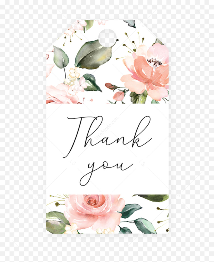 Blush Flowers Thank You Favor Tag Printable Printable - Floral Thank You Tags Blush Emoji,Wedding Emoji Pictionary Free Printable