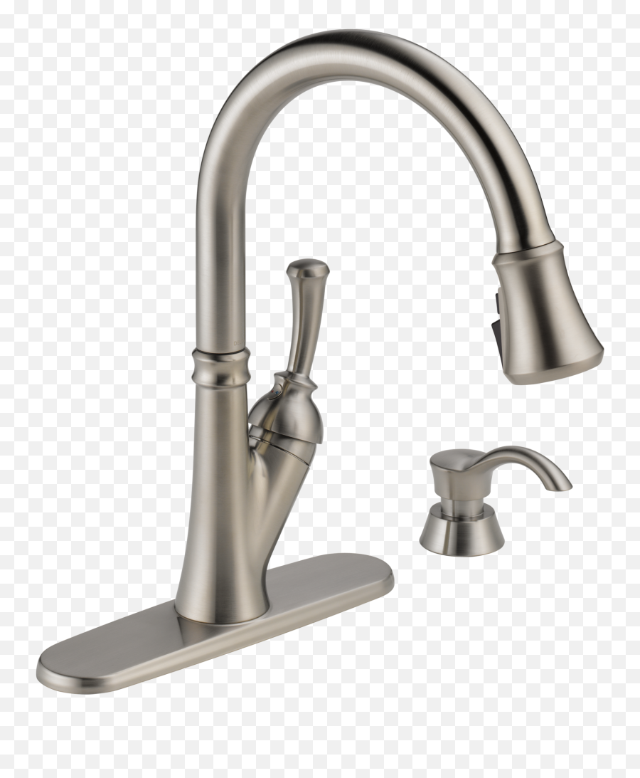 Single Handle Pull - Down Kitchen Faucet With Soap Dispenser And Shieldspray Technology Delta Savile Kitchen Faucet Emoji,Guess The Emoji Level 49answers