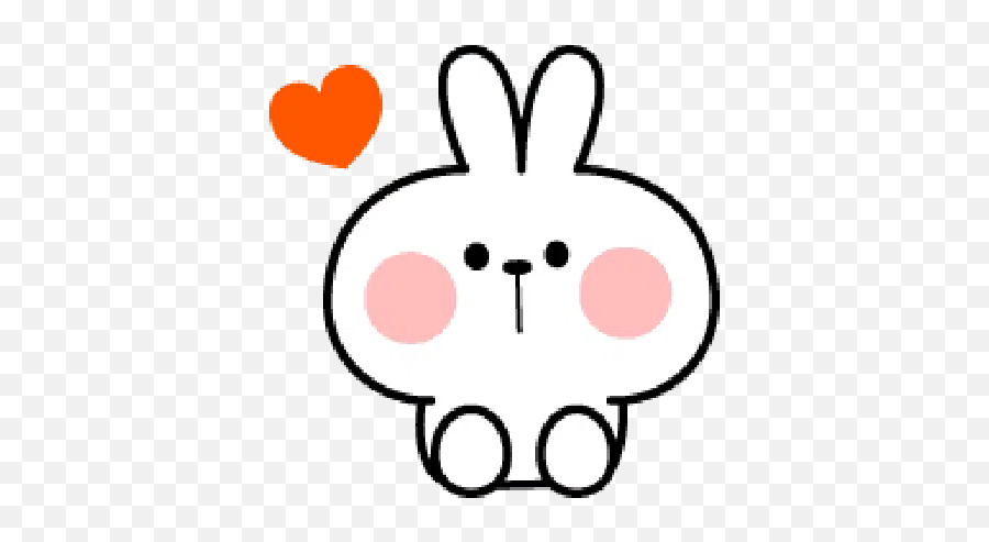 Rabbit Smile Emoji Whatsapp Stickers - Stickers Cloud Girly,Rabbit Heart Emoticon