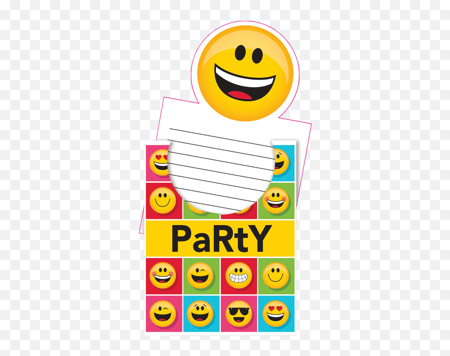 Invitations Emotions Lot De 8 Le Géant De La Fête - Convites De Aniversário Emojis,Carte Emoticon Pour Anniversaire