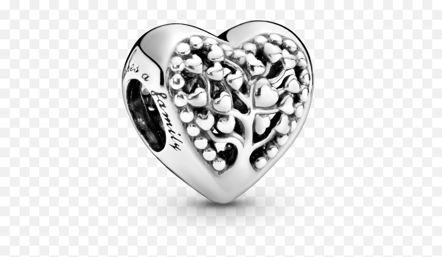 Charm Corazón Con Árbol De Familia - Family Tree Heart Charm Emoji,Emoticon Cara Sonrojada Y Dos Corazones