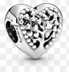 Charm Corazón Con Árbol De Familia - Family Tree Heart Charm Emoji,Emoticon Cara Sonrojada Y Dos Corazones
