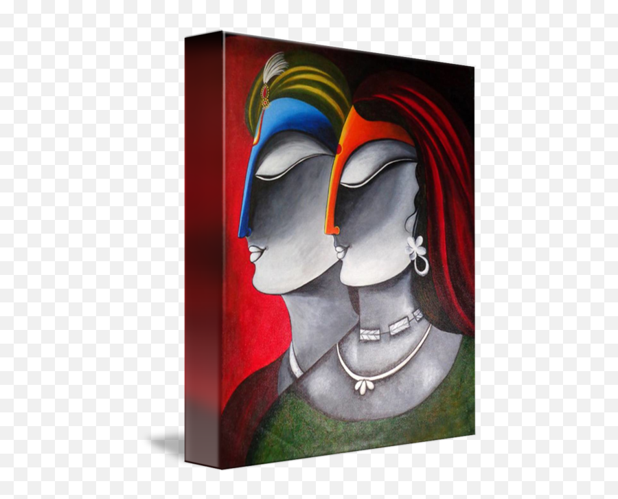 Krishna And Radha Original Acrylic Painting By Mrs Neeraj Parswal Emoji,Krishna-centered Emotions