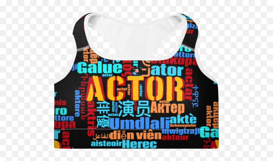 Actor In Languages - Sleeveless Emoji,Emotion Detection Sports Bra