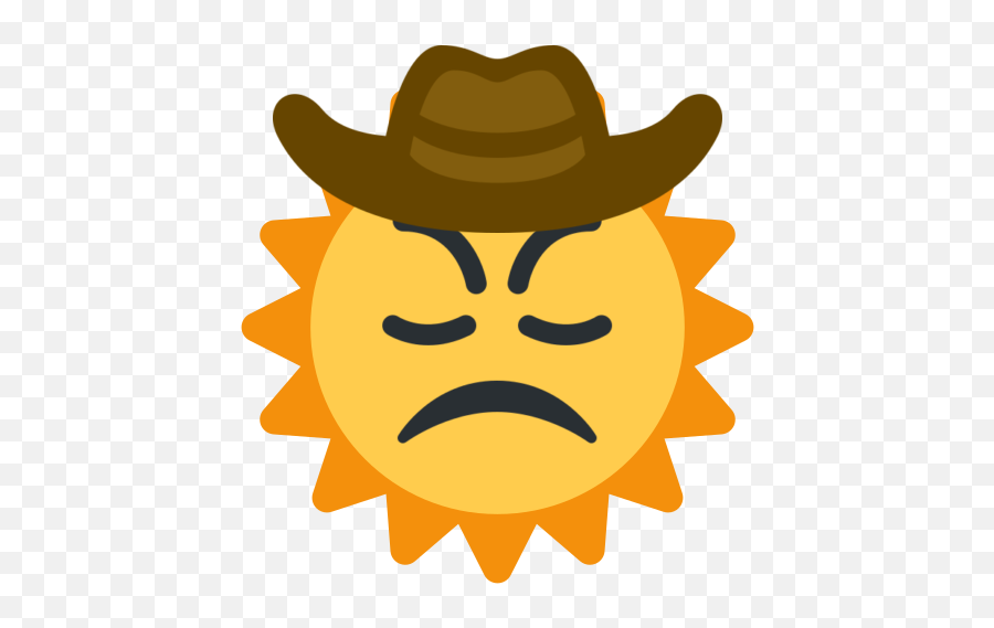 Sun Emoji Extremely Frowning With Determined Eyes Wearing - Emoji Png Sun,Cowboy Emoji