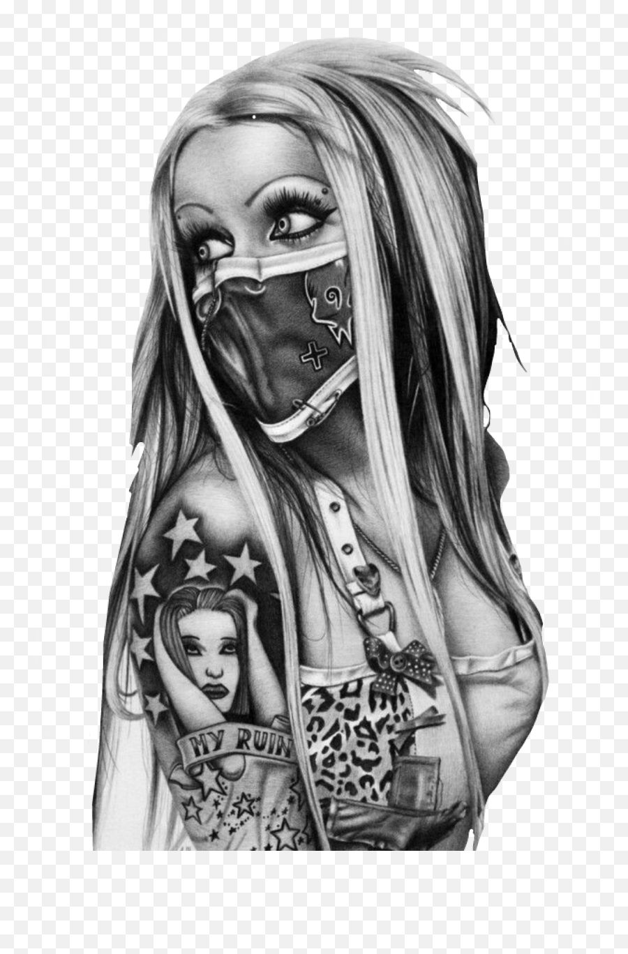 Tattoo Sexygirlpower Sticker By Instagram Crugress - Realistic Girl Devil Drawing Emoji,Using Emojis Show You Tattoo