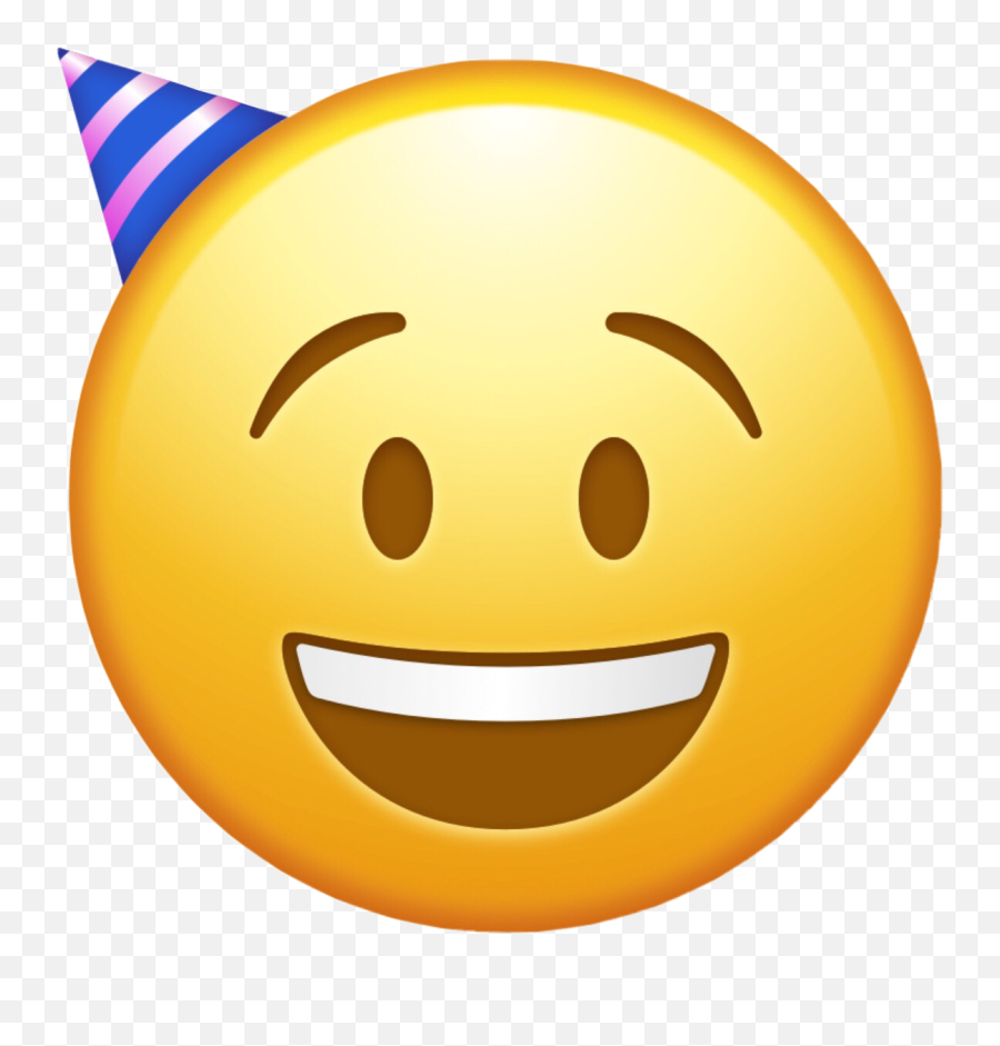 Emoji Party Happy Smile Laugh Sticker - Happy,Emoticon With Sunglasses With Party Hat