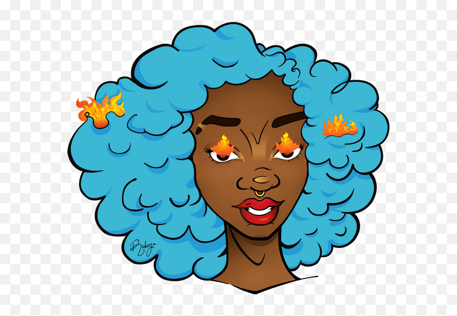 Bright Blue Edda U2022 Powerful Black Girl Magic Art Print By - Black Girl Cotton Candy Emoji,Wakanda Emojis