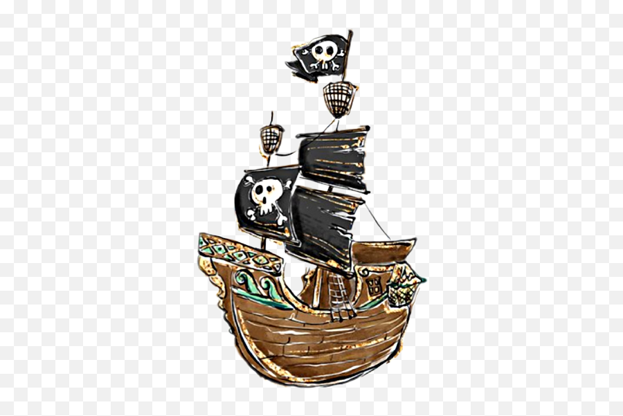 Watercolor Ship Pirateship Sticker - Decorative Emoji,Flag Ship Emoji