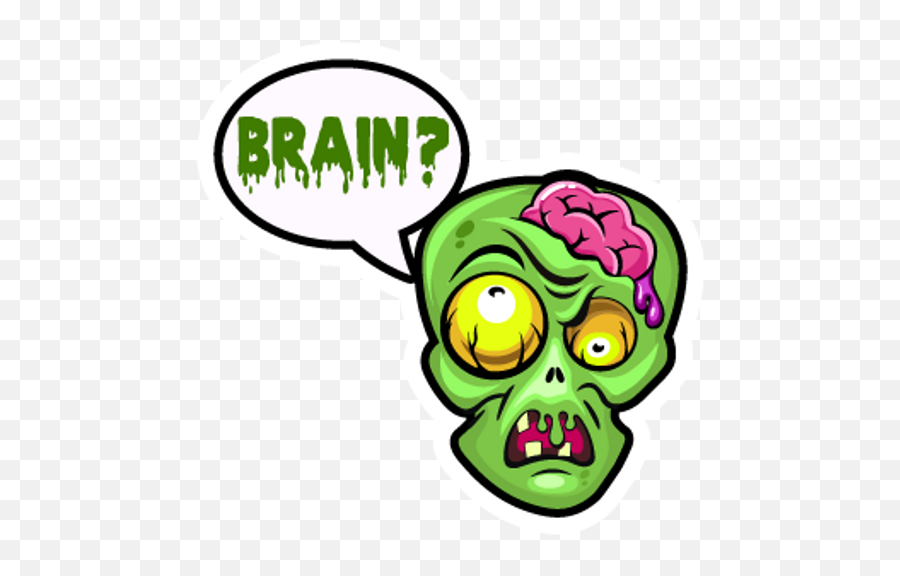Zombie Asks About The Brain - Sticker Mania Emoji,Spongebob Halloween Emoticons