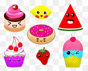 Free Kawaii Cartoon Illustrations - Frutas Comida Dibujos Kawaii Emoji,Ice Cream Sun Cloud Emoji