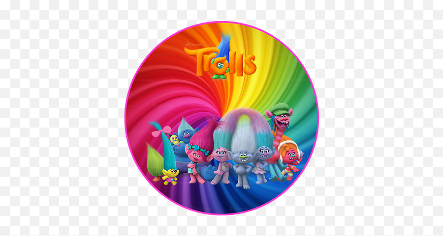 Personalised Poppy Troll Edible Printed Premium Icing Round Cake Topper Pre - Cut Ebay Troll Cake Topper Emoji,Trolls Poppy Dvd Emoji Dvd