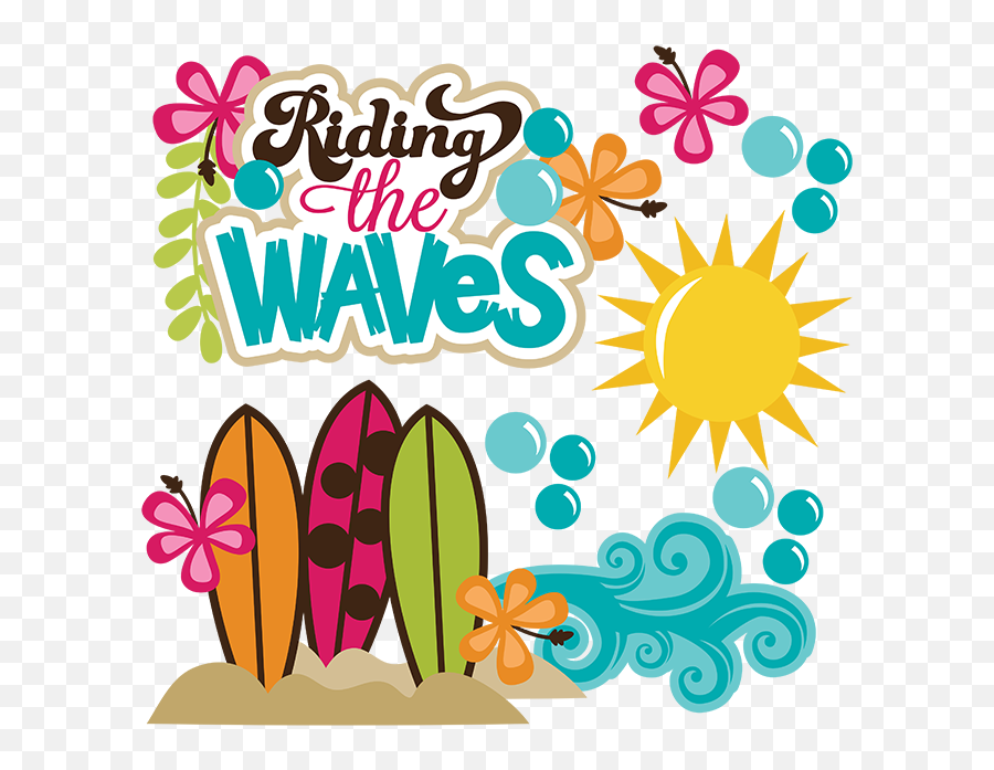 Waves Clipart Surfboard Waves Surfboard Transparent Free - Cute Ocean Beach Clip Art Emoji,Surf Board Emoji