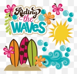 Waves Clipart Surfboard Waves Surfboard Transparent Free - Cute Ocean Beach Clip Art Emoji,Surf Board Emoji
